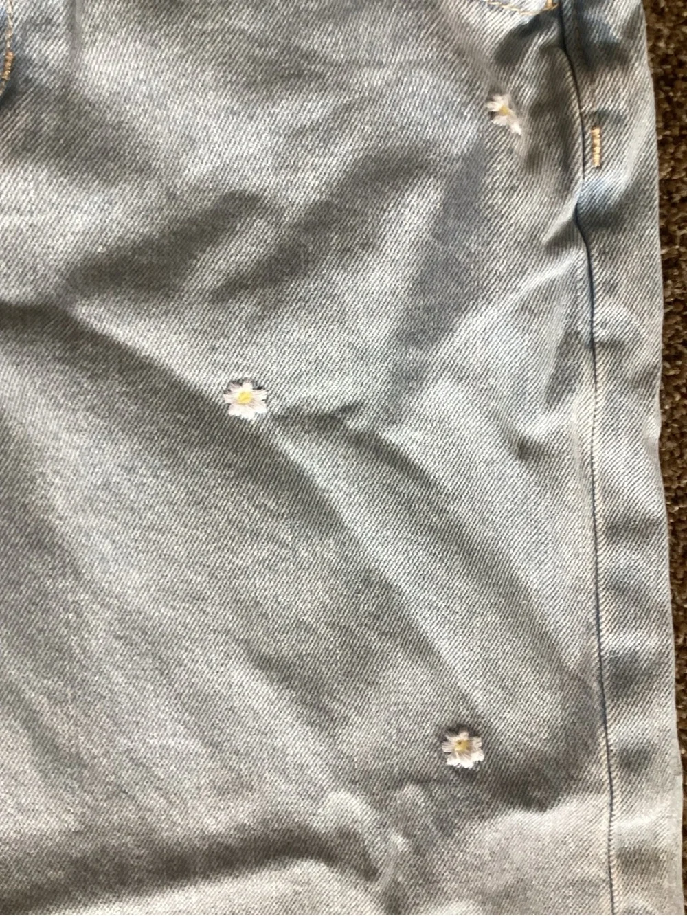 Old Navy Light Blue Wide-Leg Jeans with Daisy Accents